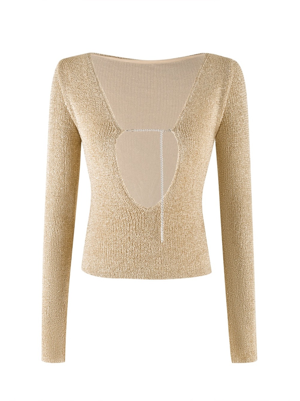 Metallic Gold Knit Long Sleeve Top